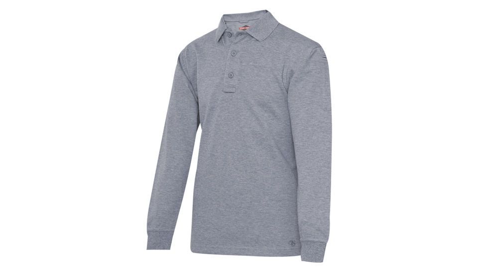 Tru-Spec 24-7 Long Sleeve Polo Shirt, Male, Heather Grey, Small, Reg Length 4356003