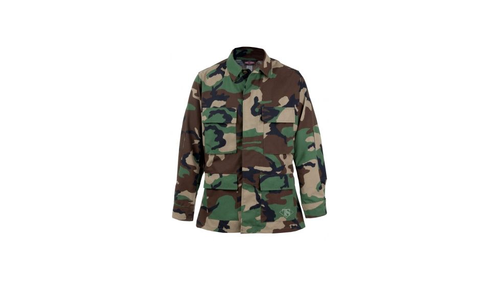 TRU-SPEC Nylon-Cotton Ripstop BDU Jacket, Small, Short, Woodland Camo, 1270043