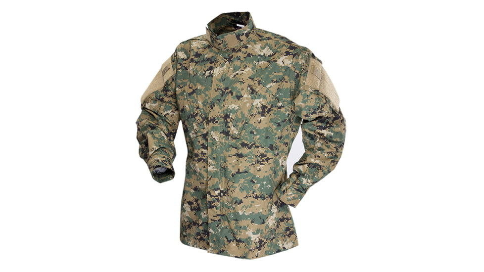 Tru-Spec TAC T.R.U.Shirts 50/50 Nylon/Cotton Rip-Stop, Digital Woodland, Small Long 1389023