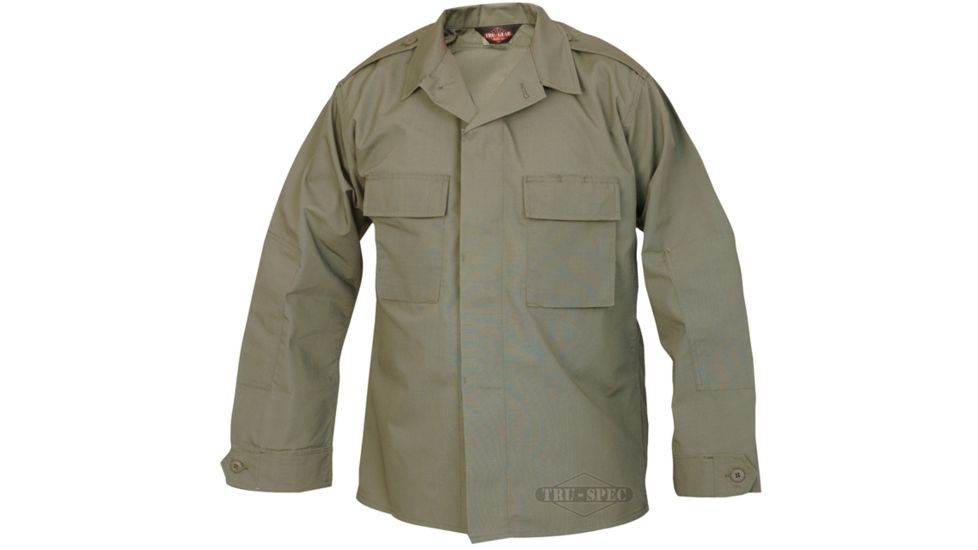 Tru-Spec Tactical Shirt, TRU OD Green PC RS LS, Large Long 1379025