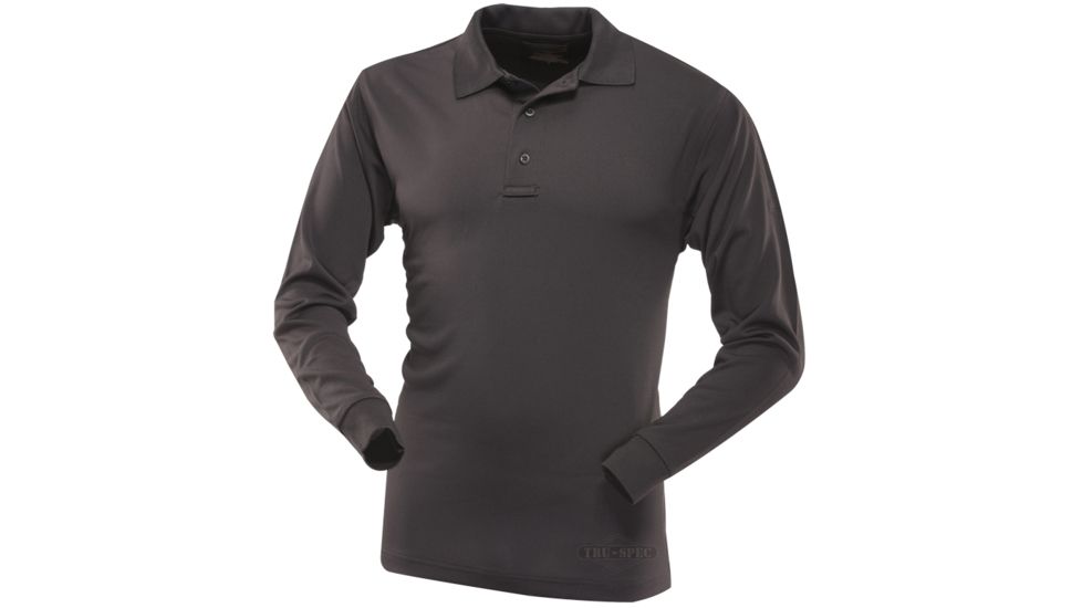Tru-Spec Polo Shirt, 24-7 Performance Black Long Sleeve, 5Xl 4406010
