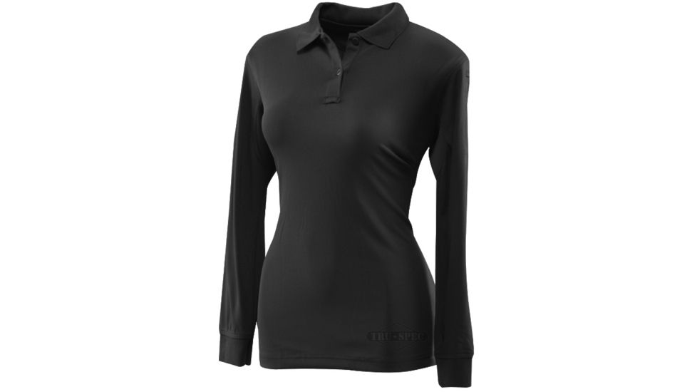 Tru-Spec Polo Shirt, 24-7 Ladies Performance Black Long Sleeve, 3Xl 4420008