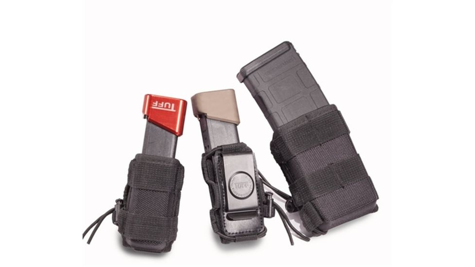 TUFF Products Clip On Bungee Pistol Magnet Magazine Pouch with Magnetic Retention, Black 8225-M-BK-12