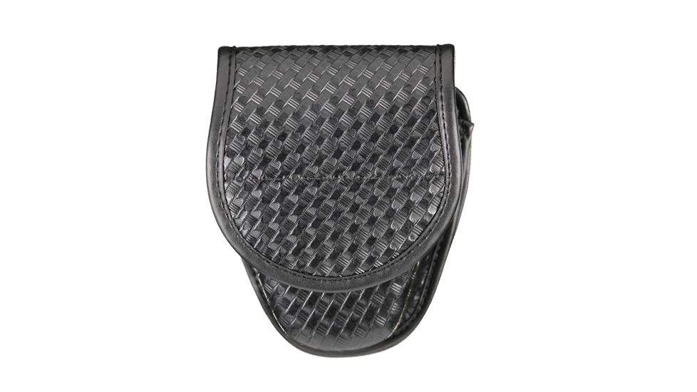 TUFF Products Double Handcuff Case w/ Hidden Snap, Black Basketweave, Fits 2 Pair 7711-BWH