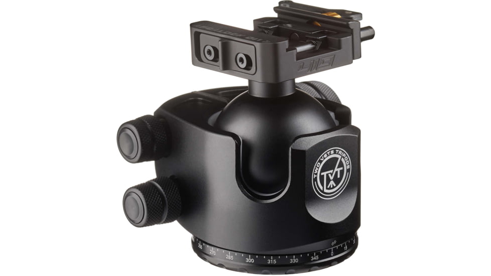 Two Vets Tripods Inc 55MM Dual Tension Ballhead w/Arcalock Dual Clamp, Arca Swiss and Picatinny