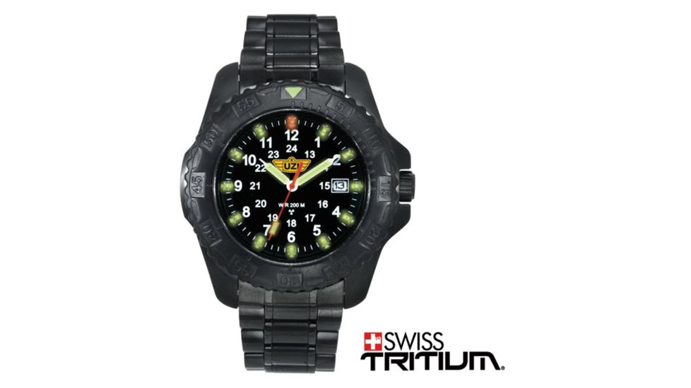UZI Defender Watch w/ Stainless Steel Strap, Black UZI-32-BSS