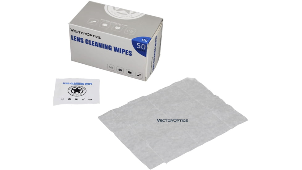 Vector Optics Pre-Moistened Optics Lens Alcohol-Free Cleaning Wipes, 50-Pcs Pack, White, SCCC-03