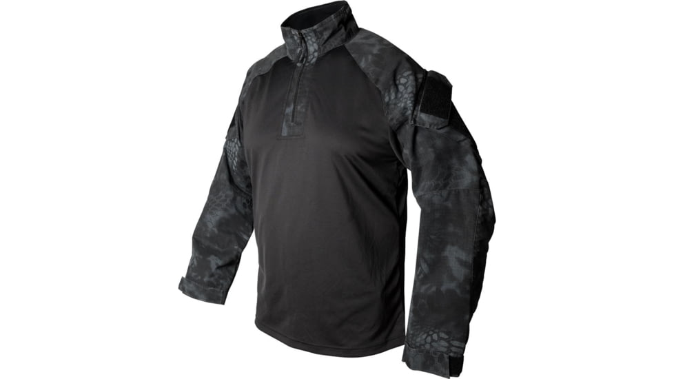 Mens Combat Long Sleeve Nyco 37.5 Active Particle Technology Rip-Stop with CRF Nylon/Cotton Shirt, Kryptek Typhon Black, LARGE