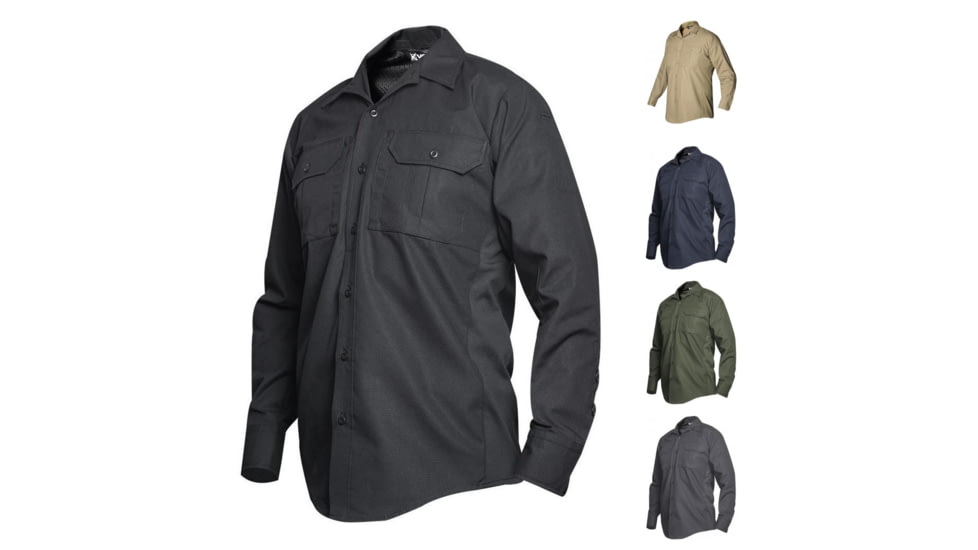 Vertx Phantom LT Mens Long Sleeve Poly/Cotton Shirt, Black, Desert Tan, Navy, OD Green, Smoke Grey