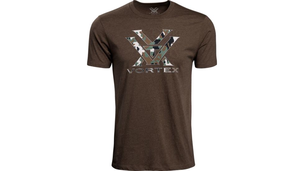 Vortex Camo Logo Short Sleeve T-Shirt - Mens, Brown Heather, Medium, 120-15-BRHM