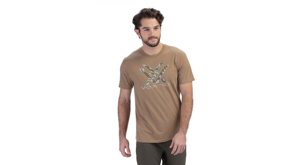 Vortex Camo Logo Short Sleeve T-Shirts - Mens, Coyote Heather, XL, 120-15-CHEXL