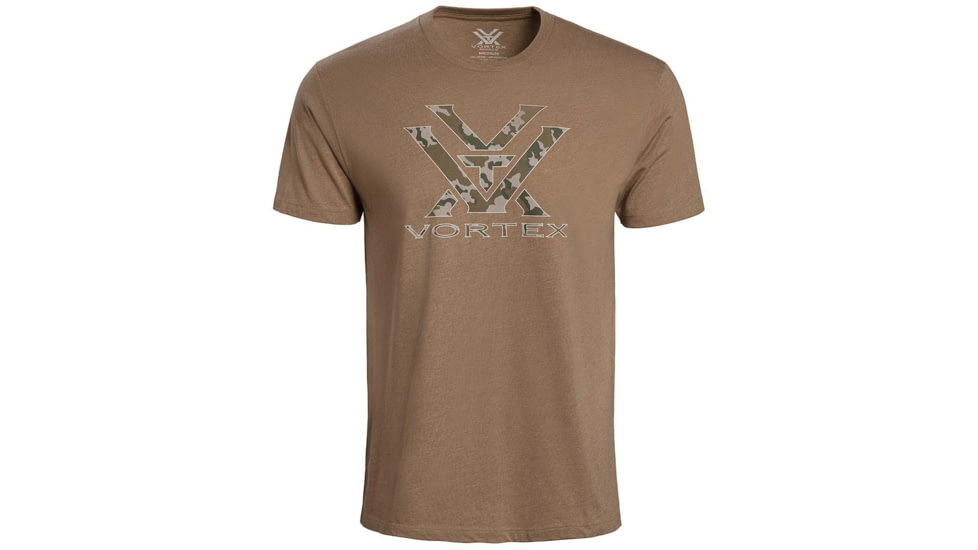 Vortex Camo Logo Short Sleeve T-Shirts - Mens, Coyote Heather, XL, 120-15-CHEXL