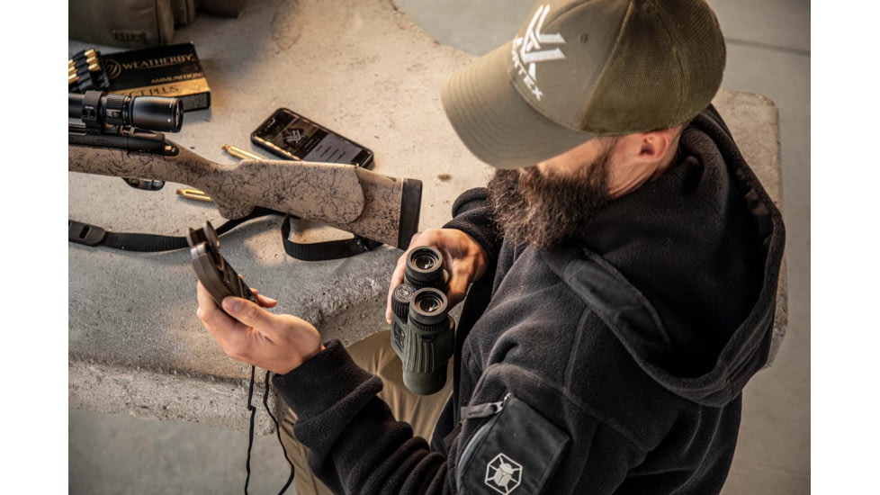 EDEMO Vortex Fury HD 5000 10x42mm Laser Rangefinding Roof Prism Binocular w/AB, Rubber, Green, 8.125x5x5.8, LRF302, EDEMO1