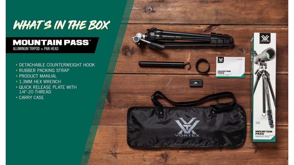 Vortex Mountain Pass Tripod Kit, Black, TR-MTP