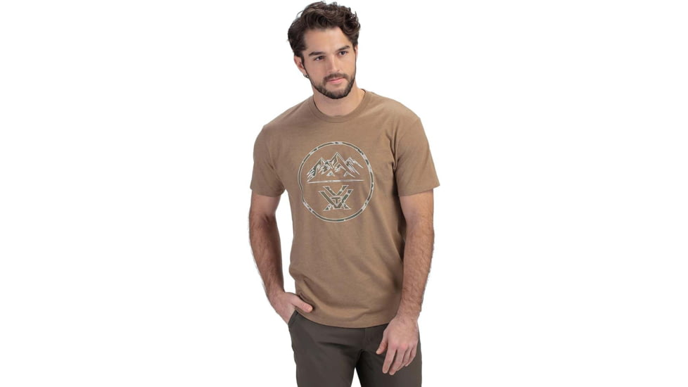 Vortex Three Peaks Short Sleeve T-Shirts - Mens, Coyote Heather, S, 121-10-CHES