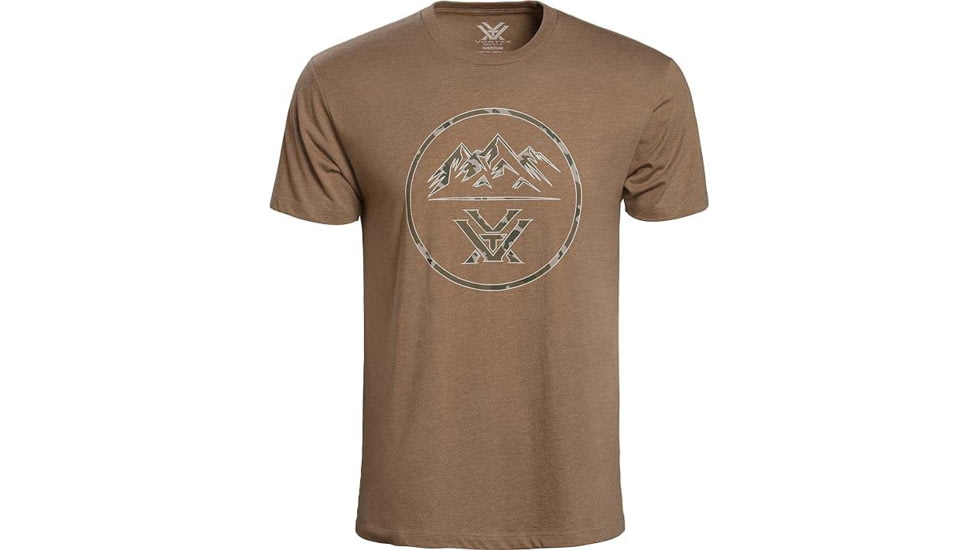 Vortex Three Peaks Short Sleeve T-Shirts - Mens, Coyote Heather, S, 121-10-CHES