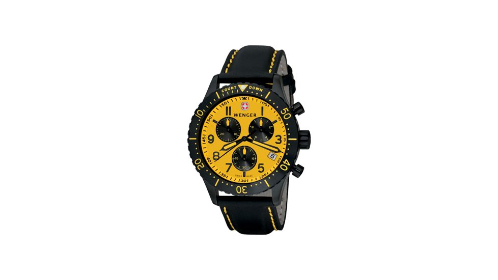 Wenger AeroGraph Chronograph Mens Yellow Dial w/ Black Strap 77002