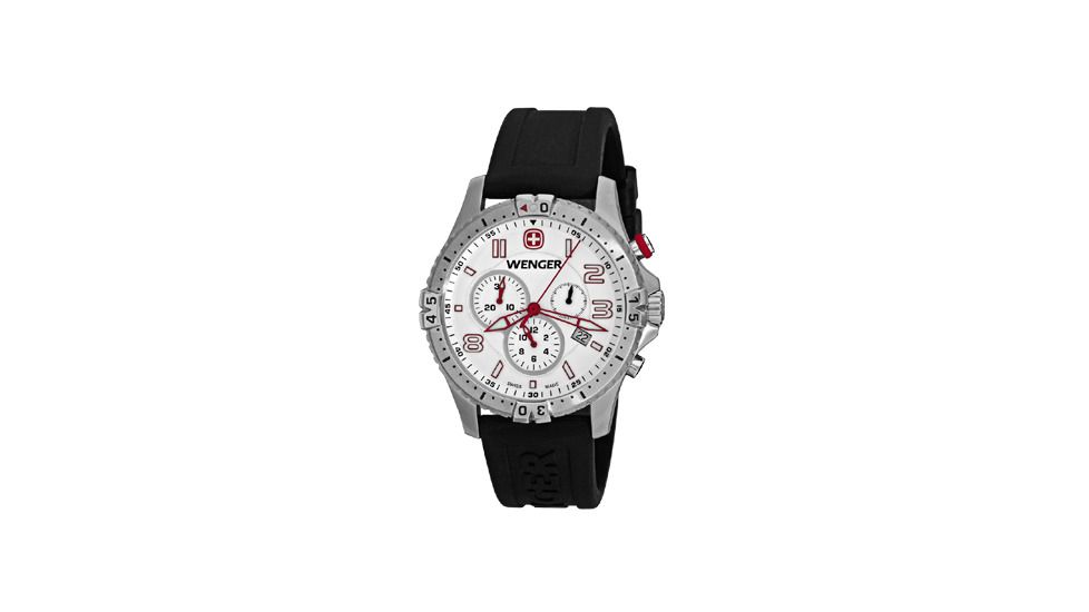 Wenger Mens Squadron Chrono Swiss Watch w/ black dial, bracelet 77050
