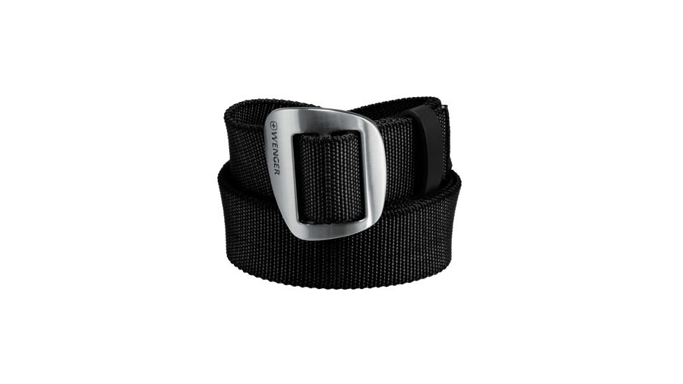 Wenger Mens Terrain Nylon belt with Stainless steel buckle, Black 12399