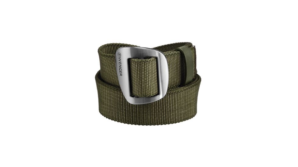 Wenger Mens Terrain Nylon belt with Stainless steel buckle, Olive Drab 12476