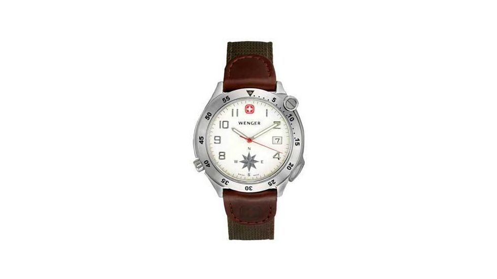 Wenger Swing Out Compass Watch - Men's Stainless Steel Compass Watch