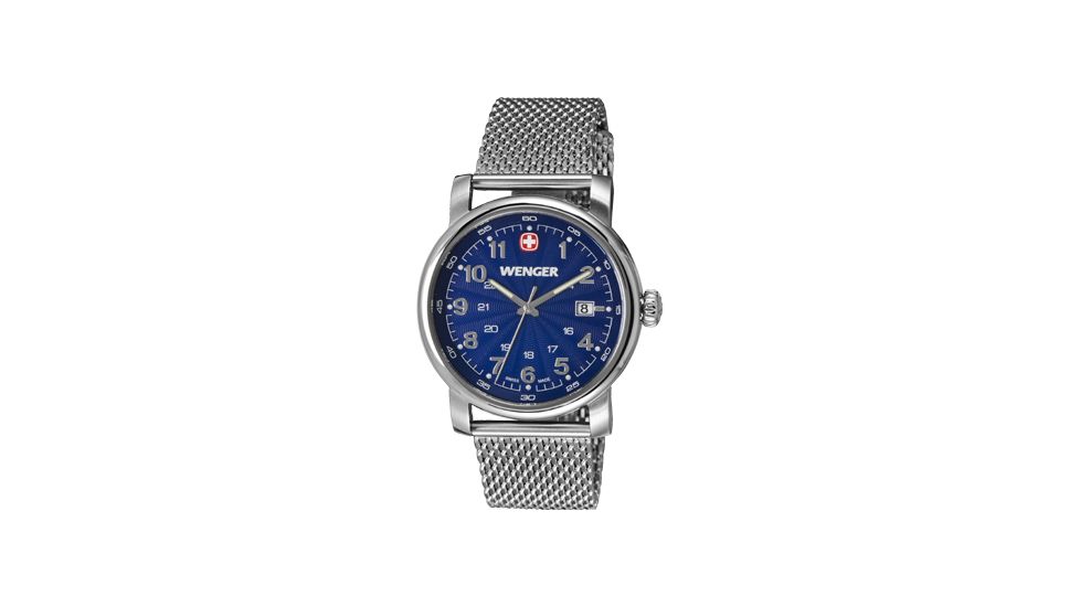 Wenger Urban Classic Blue Sunray Textured Dial, Stainless Steel Mesh Bracelet 1041.107