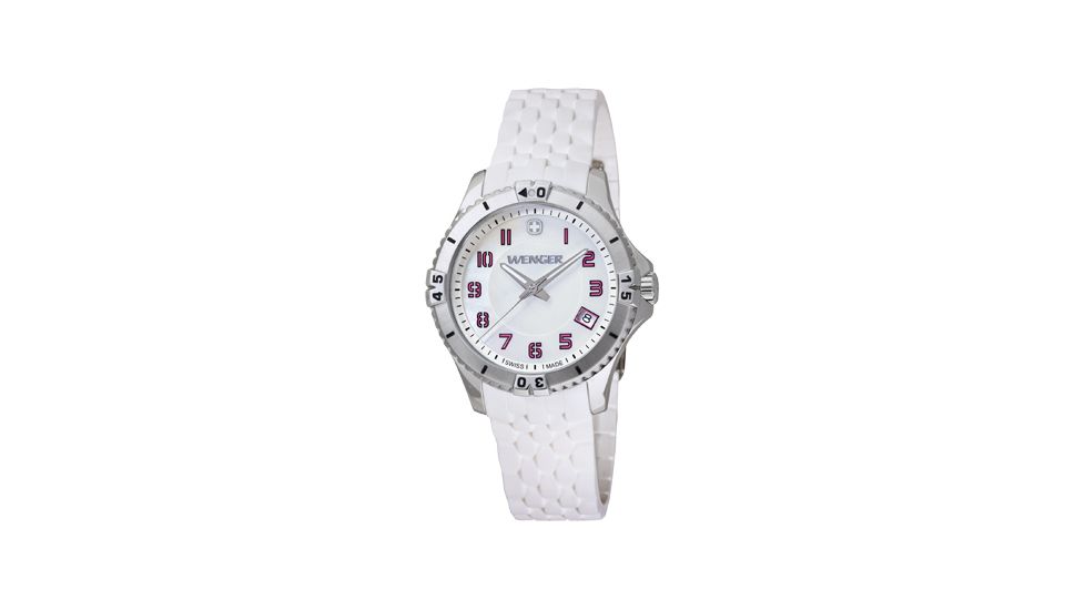 Wenger Womens Squadron White Dial, Pink Numbers, White Strap 0121.103