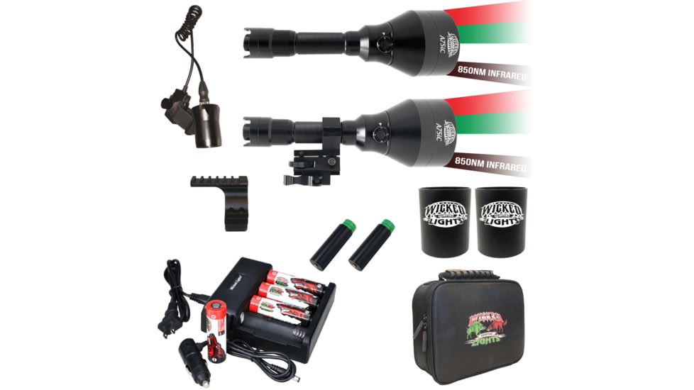 Wicked Hunting Lights A75iC 4-Color-In-1 Predator Pursuit Pack, Green, Red, White, 850nm Infrared, W2084