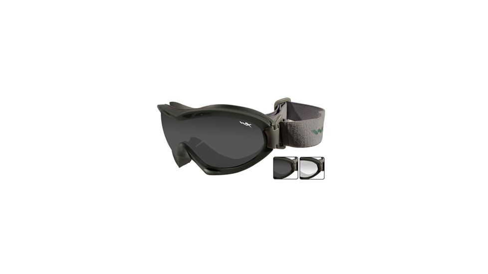 Wiley X Nerve Sunglasses - 2 Lens Package - Smoke Grey &amp; Clear / Foliage Green Frame R-8051G