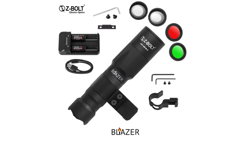 Z-Bolt Blazer LEP Weapon Light and ARMS Mount - SBR, SMG - 18350, Black, LEP-18350-BLK-PHCF-17S