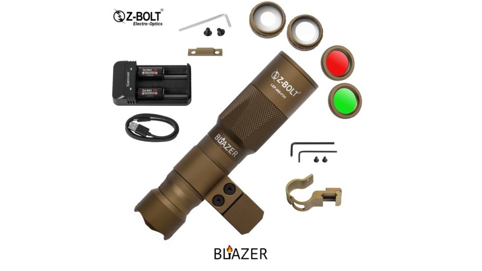 Z-Bolt Blazer LEP Weapon Light and ARMS Mount - SBR, SMG - 18350, Black, LEP-18350-BLK-PHCF-17S