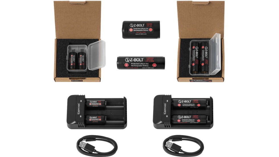Z-Bolt Rechargeable 18650 Batteries for High Discharge Flashlights, Weapon Lights &amp; Illuminators, 2 Pack, BATTS-2x-18650